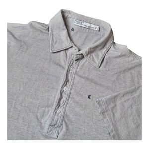 Criquet Organic Cotton Golf Polo Shirt Gray Striped Preppy Casual Men's‎ L